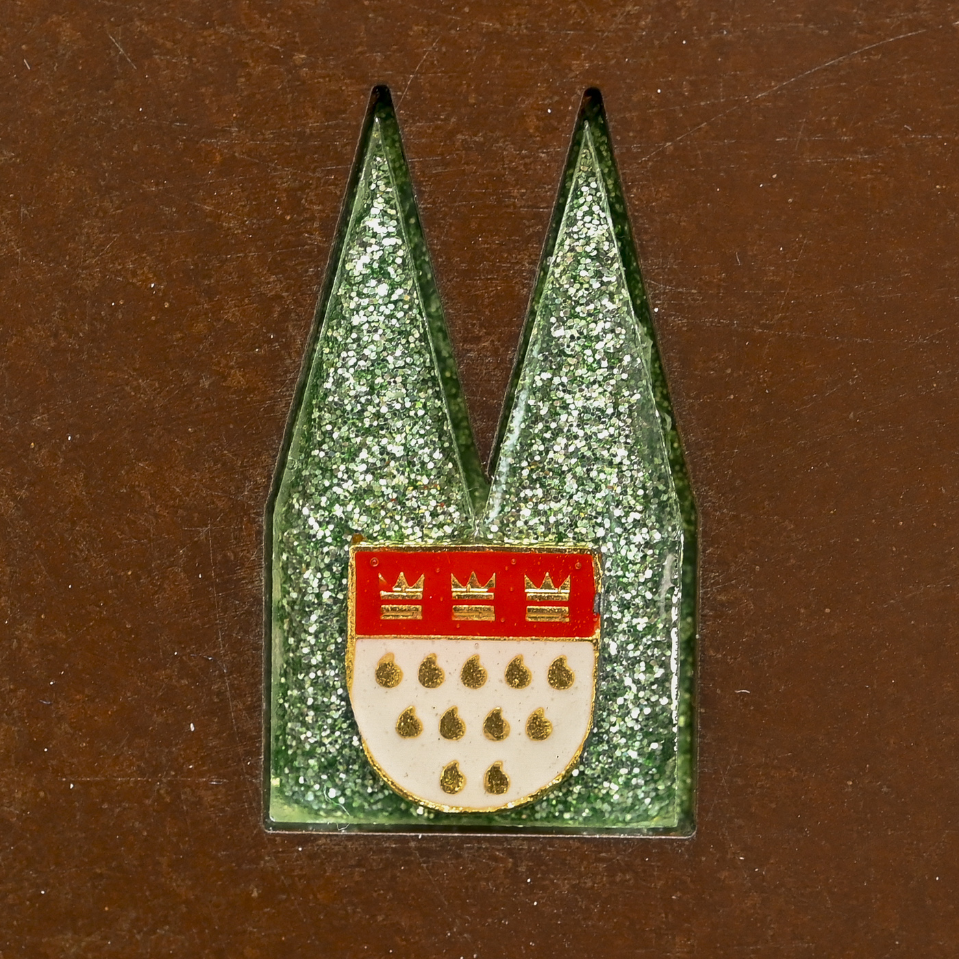 Dom Einsatz - Epoxidharz grün mit Köln-Wappen