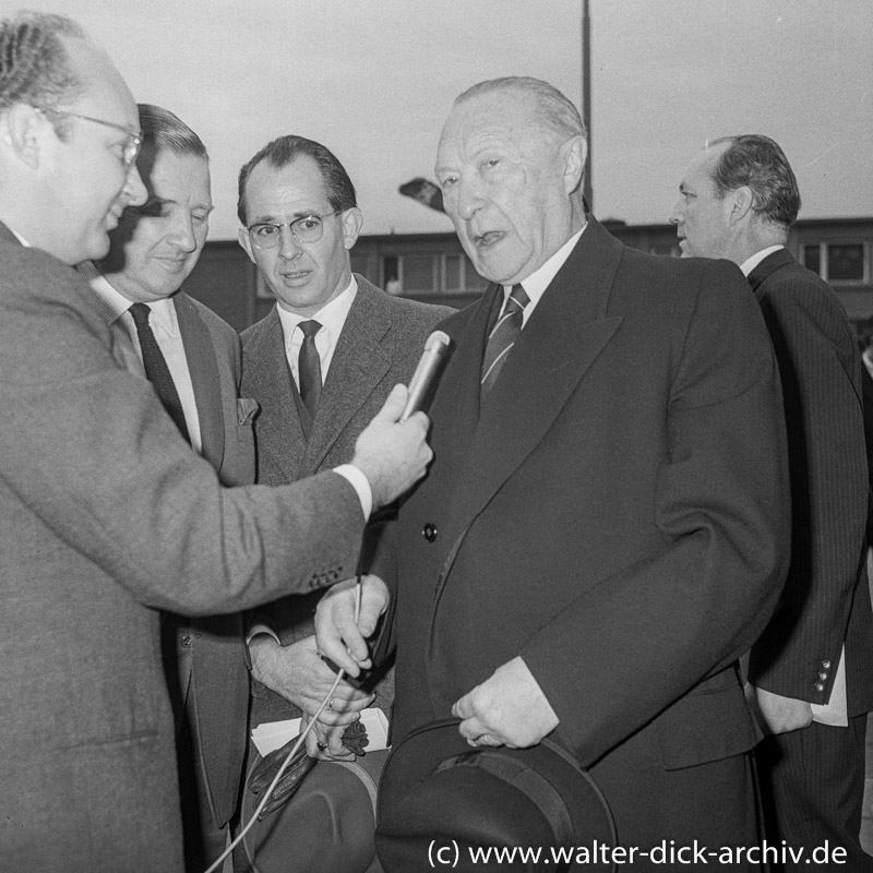 WDR Reporter Rolf Buttler interviewt Konrad Adenauer und Henry Ford II