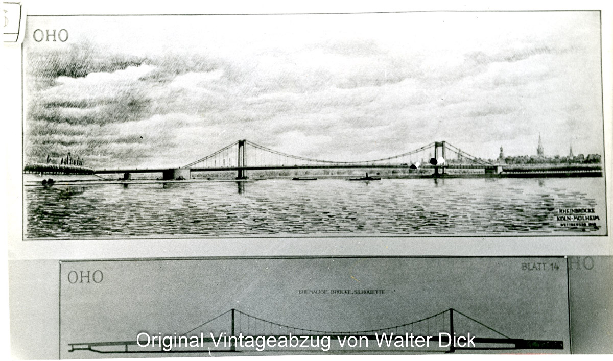 Planungszeichnung der Mülheimer Brücke 1948
