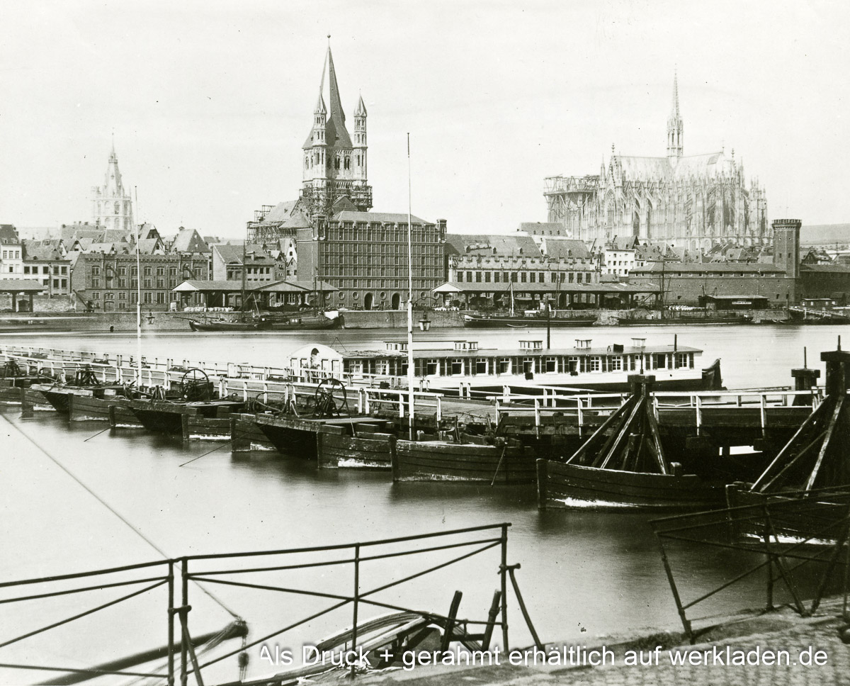 Schiffbrücke und Kölner Altstadt 1870