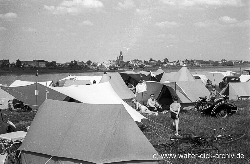 Wildes Camping am Rhein 1954