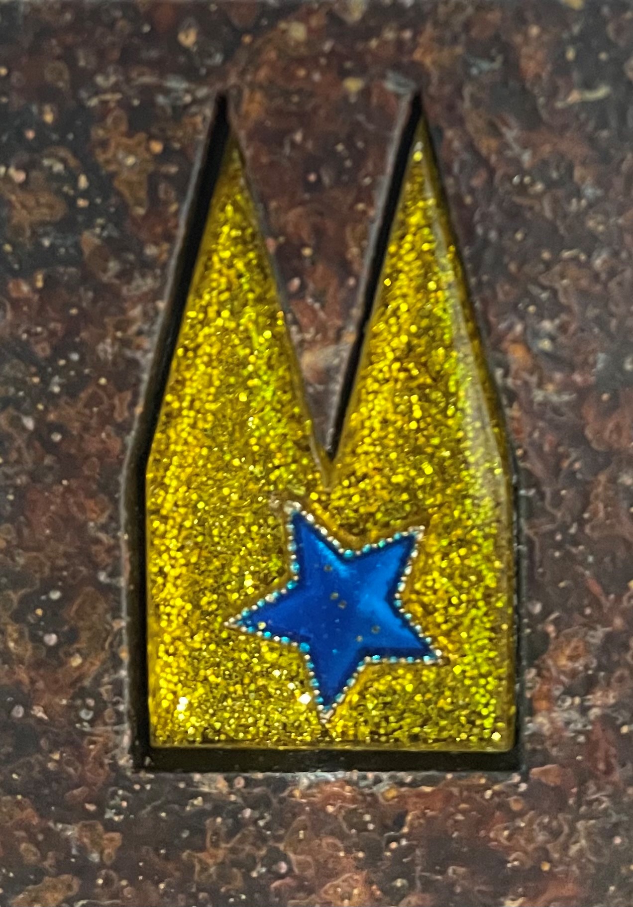 Dom Einsatz - Epoxidharz gold mit blauem Stern
