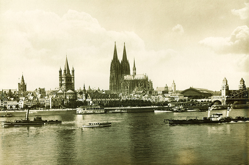 Postkarte Köln Altstadt Rheinpanora Druck