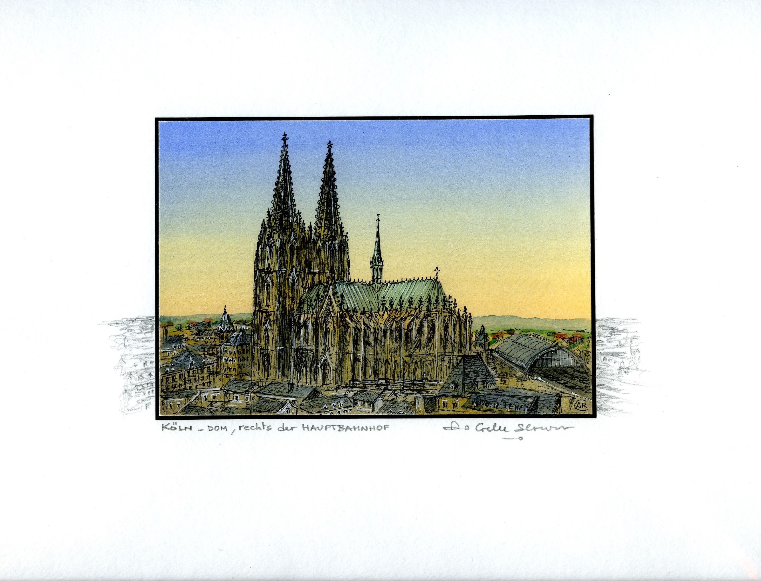 Annie Gelee-Schulz - Kölner Dom und rechts der Hauptbahnhof