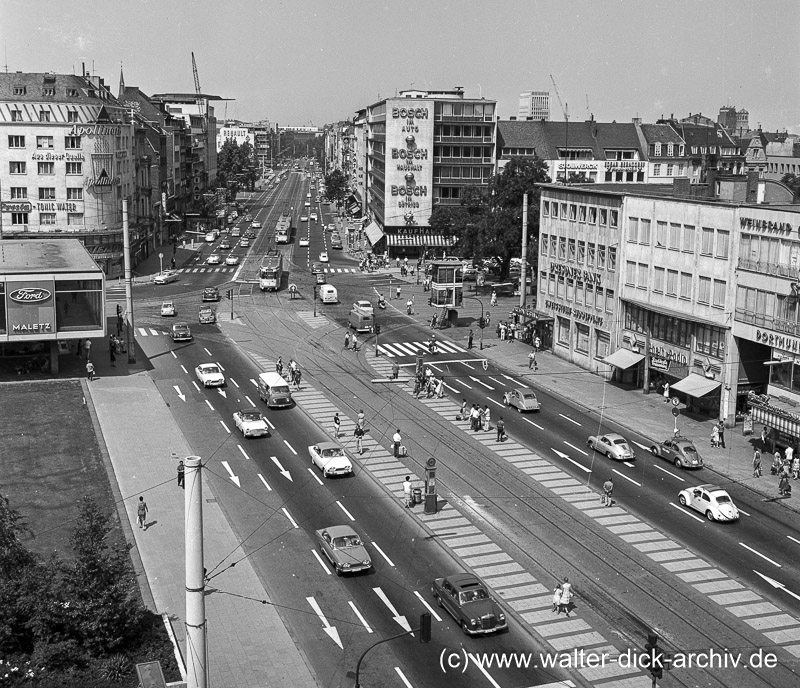 Blick vom Rudolfplatz zum Hohenzollernring 1964