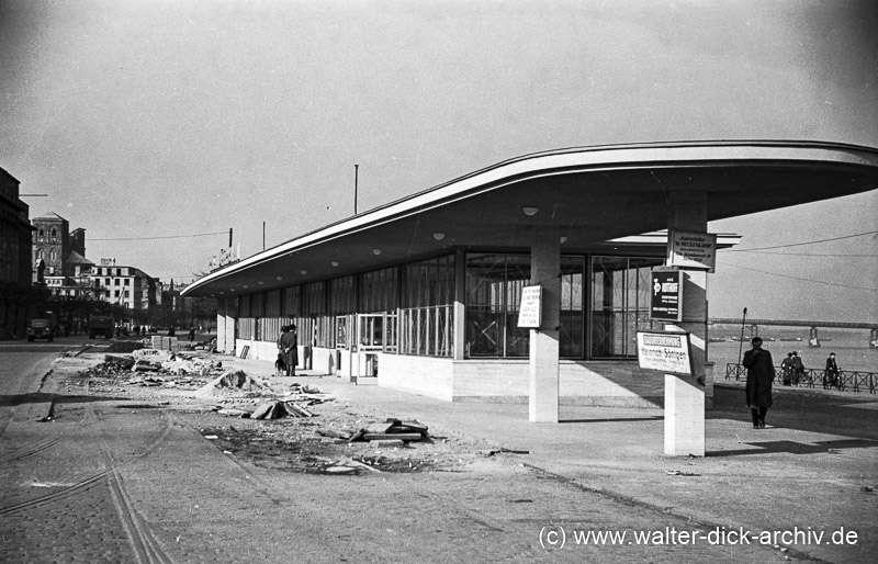 Endstation der Rheinuferbahn 1949