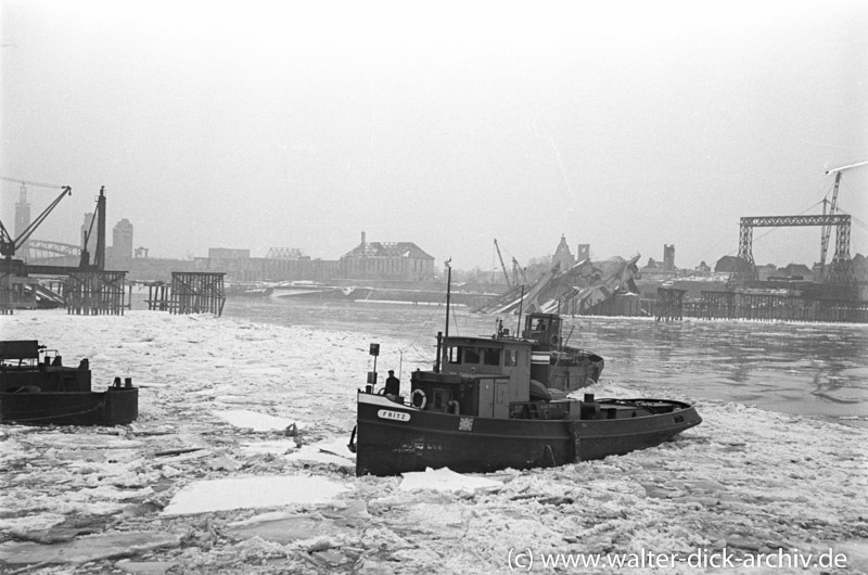 Eisgang auf dem Rhein 1947