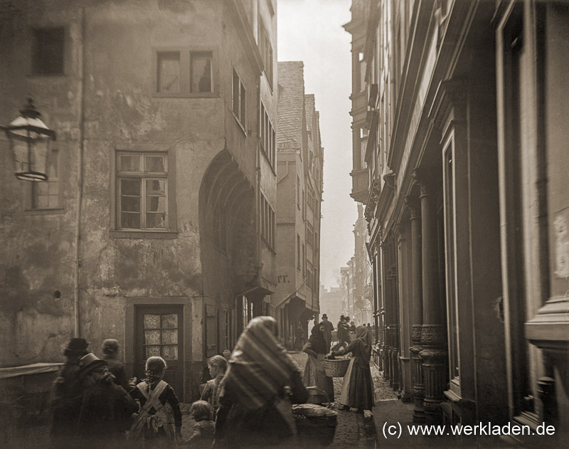 Straßenszene in Kölner Altstadt 1899