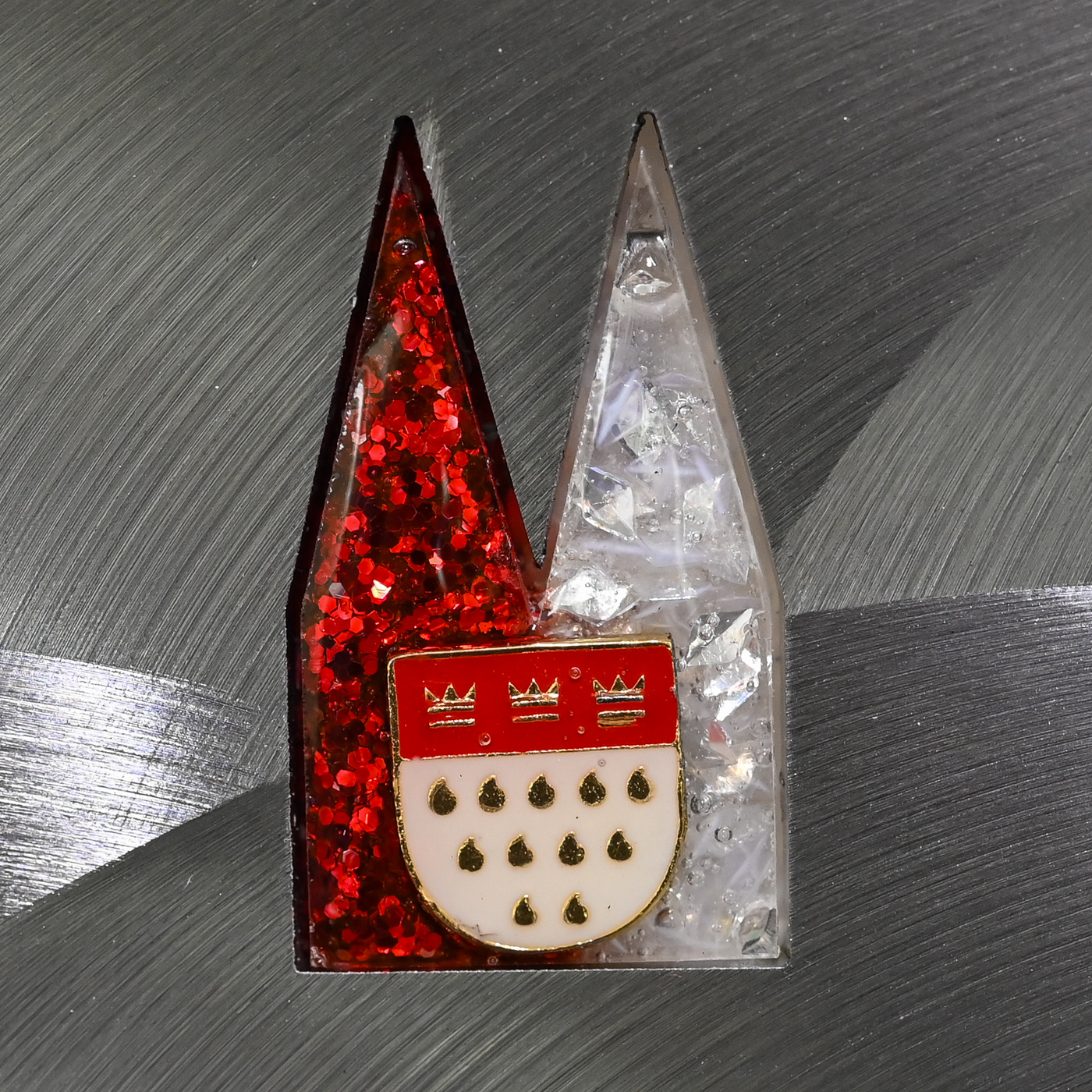 Dom Einsatz - Epoxidharz rot-weiß mit Köln-Wappen