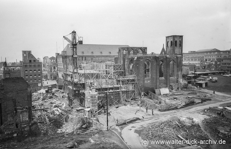 Wiederaufbau des Gürzenich mit St. Alban 1954