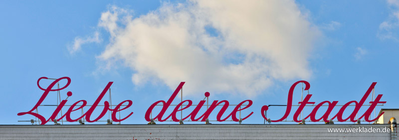 Liebe Deine Stadt - Panoramafoto 80x20 cm Alu-Dibondplatte