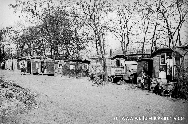 Behelfswohnungen im Grüngürtel 1949