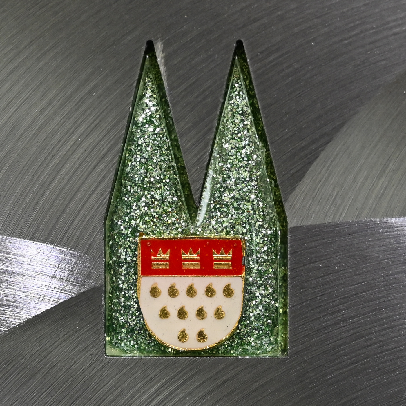 Dom Einsatz - Epoxidharz grün mit Köln-Wappen