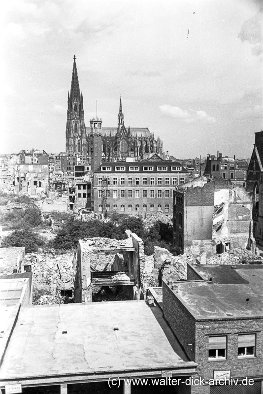 Blick vom Dach des Stadthauses 1949